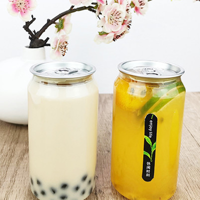 বাড়িতে তৈরি পানীয় 330ml পরিষ্কার প্লাস্টিক সহজ খোলা ক্যান নলাকার পাত্রে