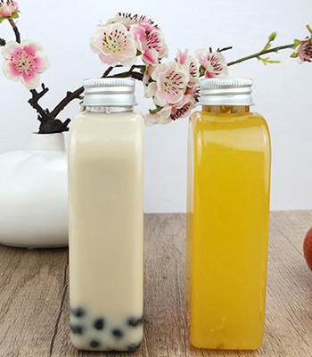 জুস মিল্ক 400ml ফ্ল্যাট প্লাস্টিক ড্রিংকিং বোতল ক্যাপ সহ