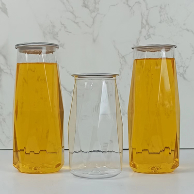 0.5L সহজ খোলা ক্যান ডায়মন্ড আকৃতির শুকনো পণ্য PET স্টোরেজ জার